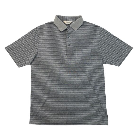 Vintage Palmland Classics Polo Shirt Mens L Large Gray Striped Cotton Blend - Picture 1 of 8